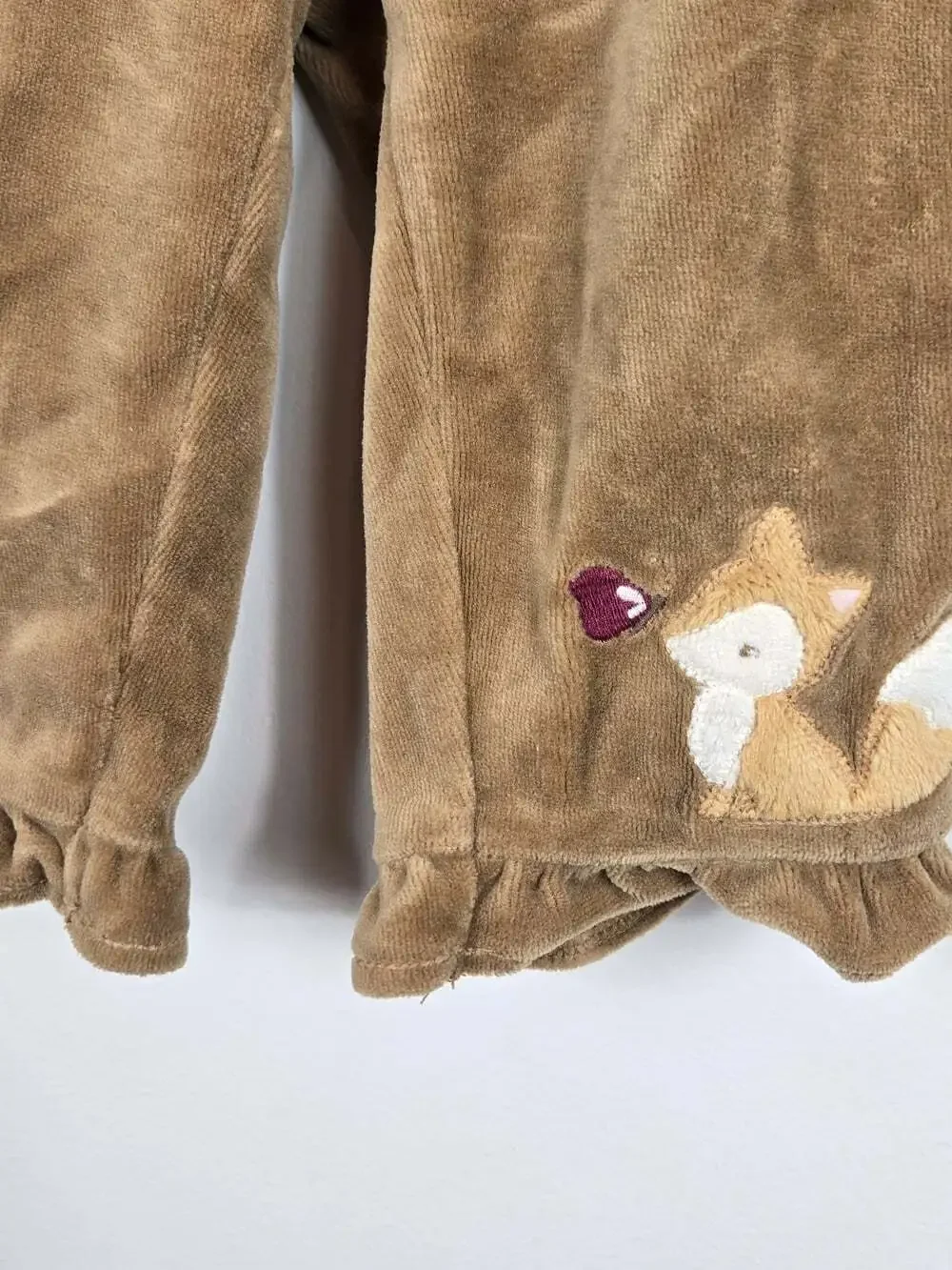 Gymboree Baby 6-12M Fox Velour Pants & Peter Pan Collar Bodysuit 2pc Set